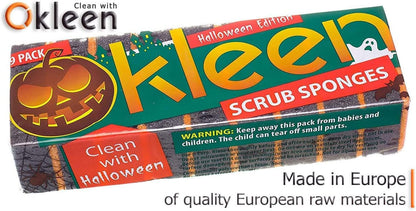 Green Multi Use Scrub Sponge. Made in Europe. 9 Pack, 4.3x2.8x1.4 inches. Odorless Heavy Duty and Non Scratch Fiber. Best, Durable, Delicate, Porous, Non Cellulose Kitchen Sponges and Scrubbers