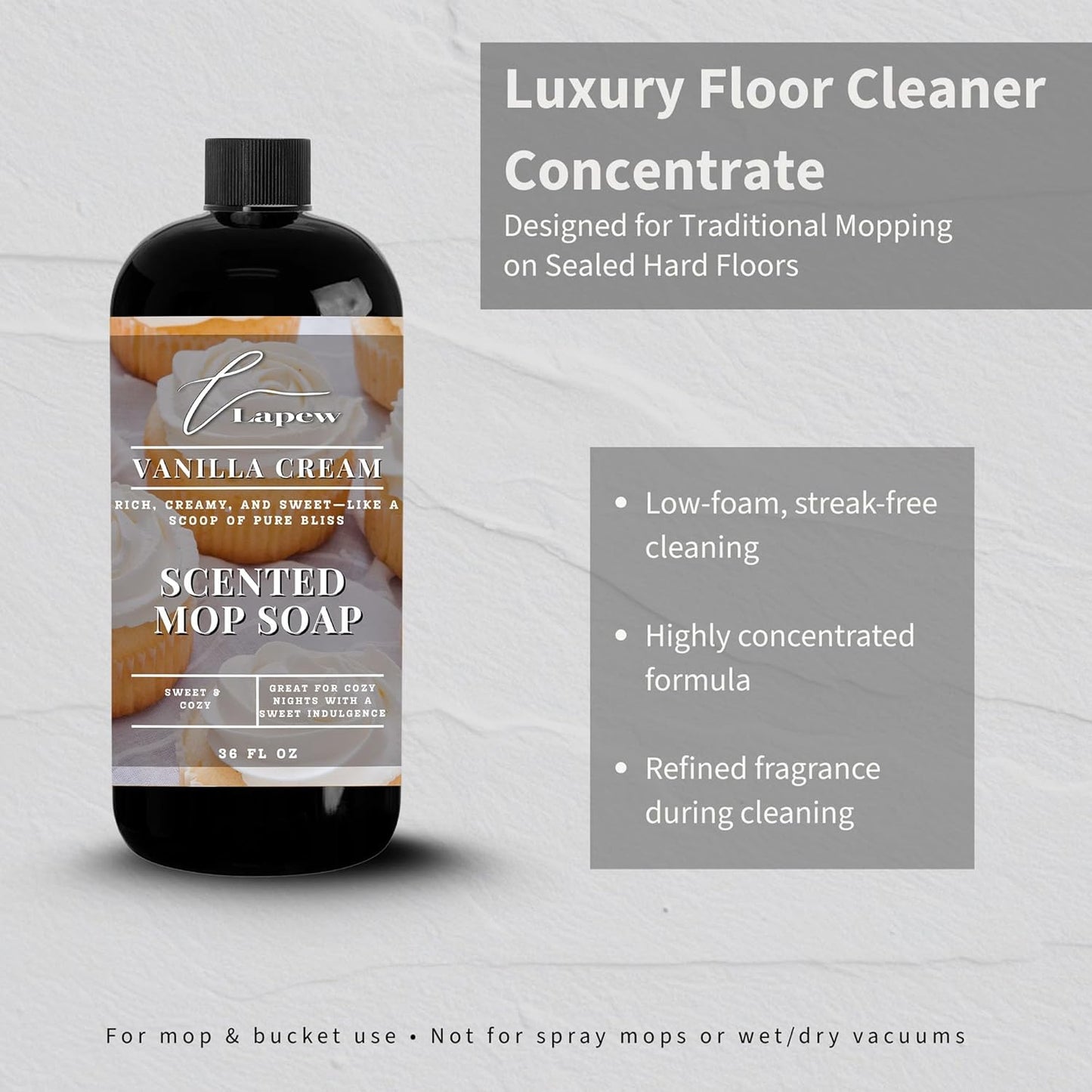 Lapew Santal Scented Mop Soap - Luxury Floor Cleaner Concentrate for Mopping Tile, Laminate, Vinyl & Hardwood | Streak-Free, Low-Foam | 36 oz - Colors B