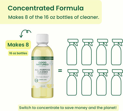 Good Natured Brand All-Purpose Cleaner Concentrate | 8oz makes 128oz | Lavender Essential Oil | 16X Concentrated Natural Multi-Surface Cleaner