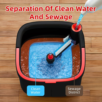 Spin Mop and Bucket Set with Self Separation Dirty and Clean Water System Self Wringing 360° Rotating Clean Mop-Head for Hardwood Tile Marble Floors (Mop Set with 6 Pads)-Grey