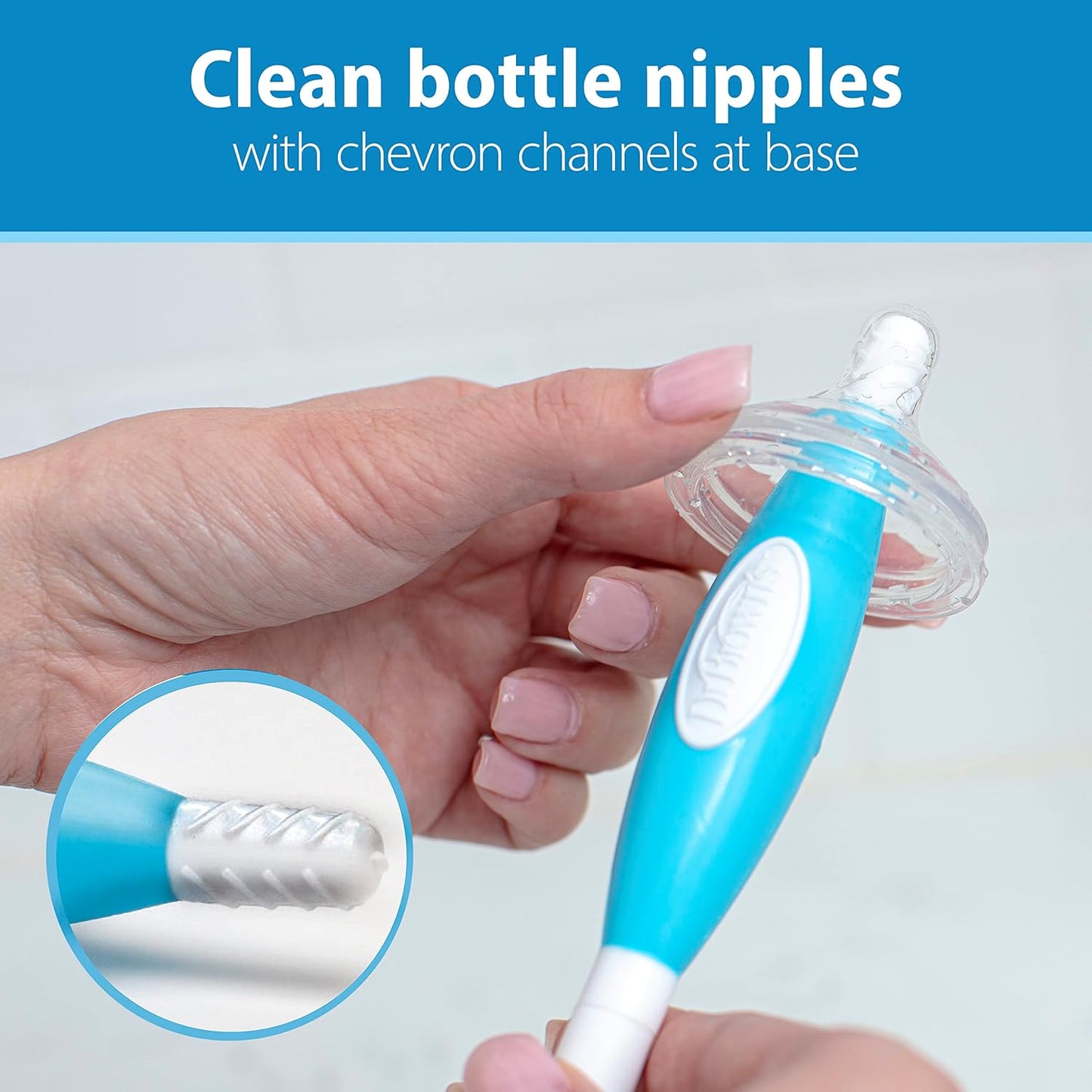 Dr. Brown's Reusable Sponge Baby Bottle Cleaning Brush with Suction Cup Stand, Scrubber and Nipple Cleaner, Pink 1-Pack