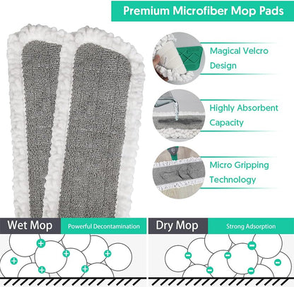 Spray Mop for Floor Cleaning, TINA&TONY Microfiber Hardwood Dry Wet Kitchen Mop with 3 Washable Pads & 635ML Refillable Bottle, Dust Mop with Sprayer for Laminate Tile Vinyl Floors, Green