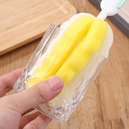 INVODA 4PCS Bottle Brush Long Handle Cup Cleaner Brush Sponge Bottle Scrubber Detachable Handle Portable Sponge Cleaning Brush for Baby Bottle Dishwashing Kitchen Clean Glasses Mugs (4 PCS)