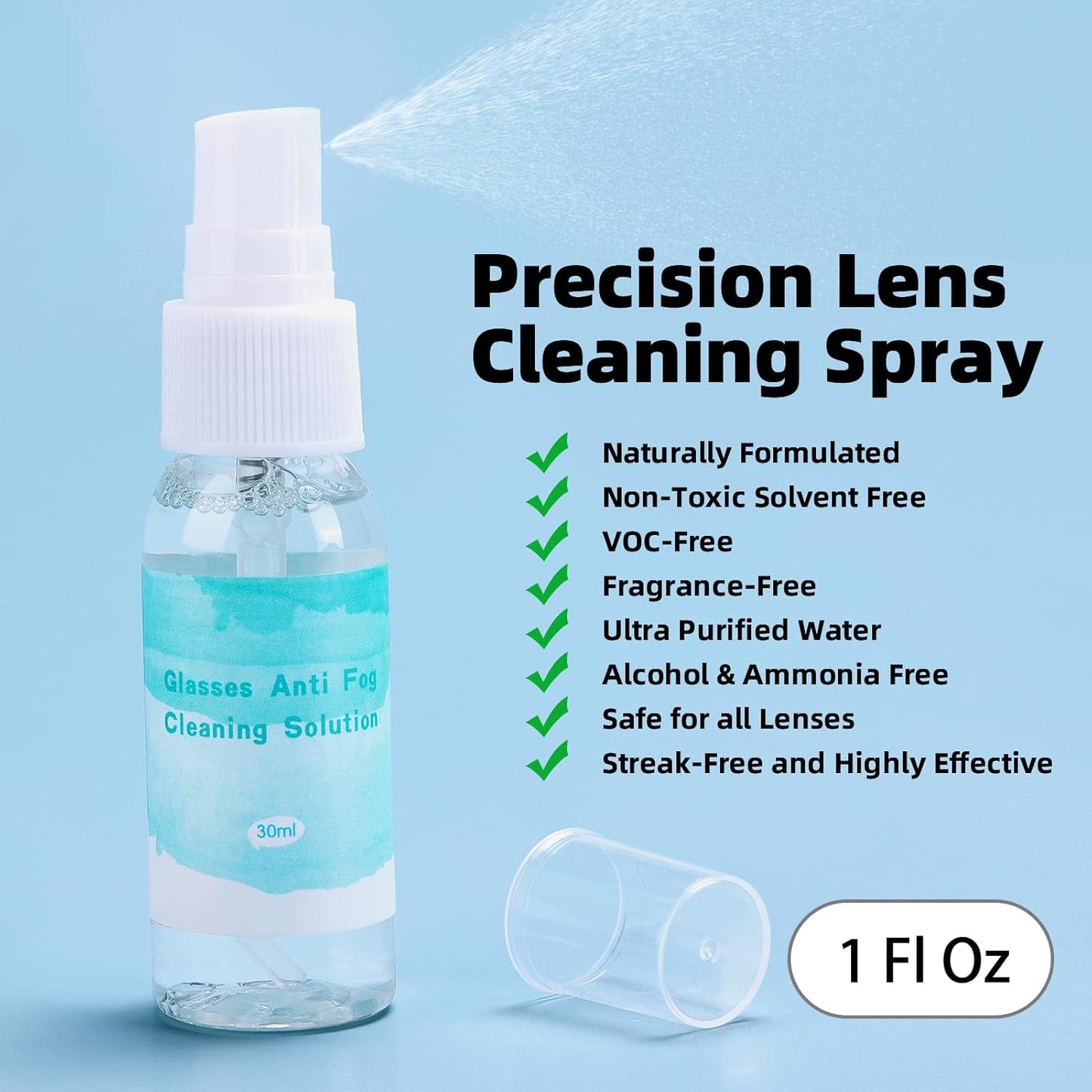 Ordilend Glasses Cleaner Eyeglass Cleaning Kit with 24H Anti Fog Spray for Glasses and Microfiber Cloth, Portable Eyeglass Cleaner Tool Lens Wipes Cleaning kit for Camera Lenses