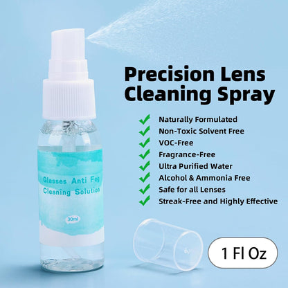 Ordilend Glasses Cleaner Eyeglass Cleaning Kit with 24H Anti Fog Spray for Glasses and Microfiber Cloth, Portable Eyeglass Cleaner Tool Lens Wipes Cleaning kit for Camera Lenses