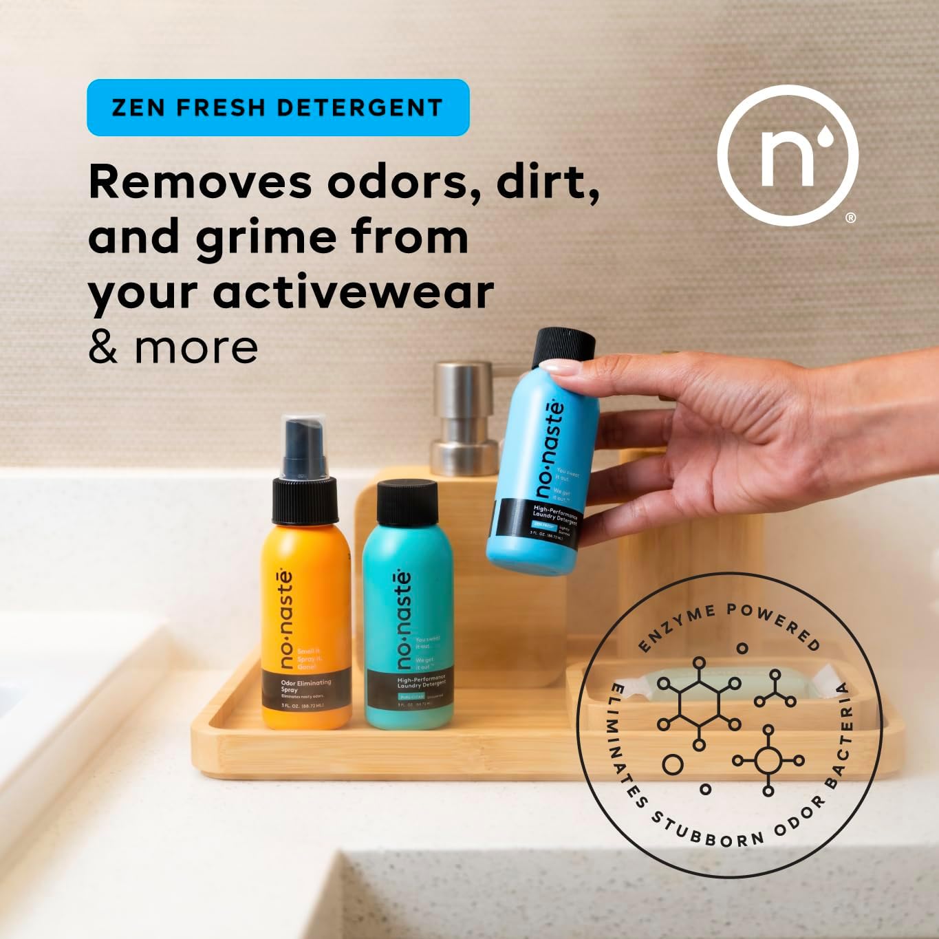 Nonaste Odor Eliminating Spray for Shoes, Gym Bags, Sports Gear & Yoga (16 Oz, Pack of 1) | Long-Lasting Fabric Refresher with Enzymes | Shoe Deodorizer & Gym Bag Deodorizer, Fabric-Safe