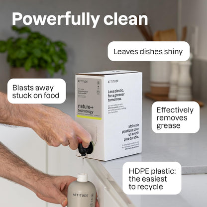 ATTITUDE Dish Soap, EWG Verified, Plant and Mineral-Based Ingredients, Vegan and Cruelty-free Household Products, Geranium and Lemongrass, 16 Fl Oz