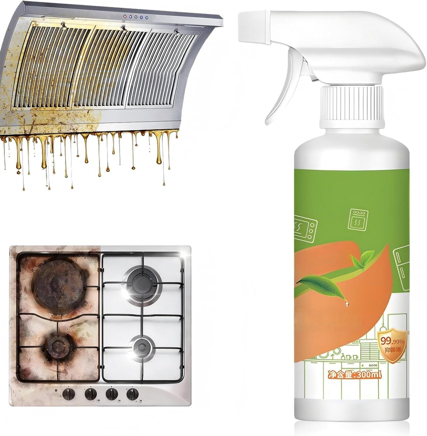 Fly Clease Multi-Purpose Cleaner300 ml Natural Enzyme Formula for Household Appliances, Multi-Purpose Cleaner for Hood, Oven, Stove & More, Gentle Formula for Daily Cleaning,Fresh & Easy Wipe Clean