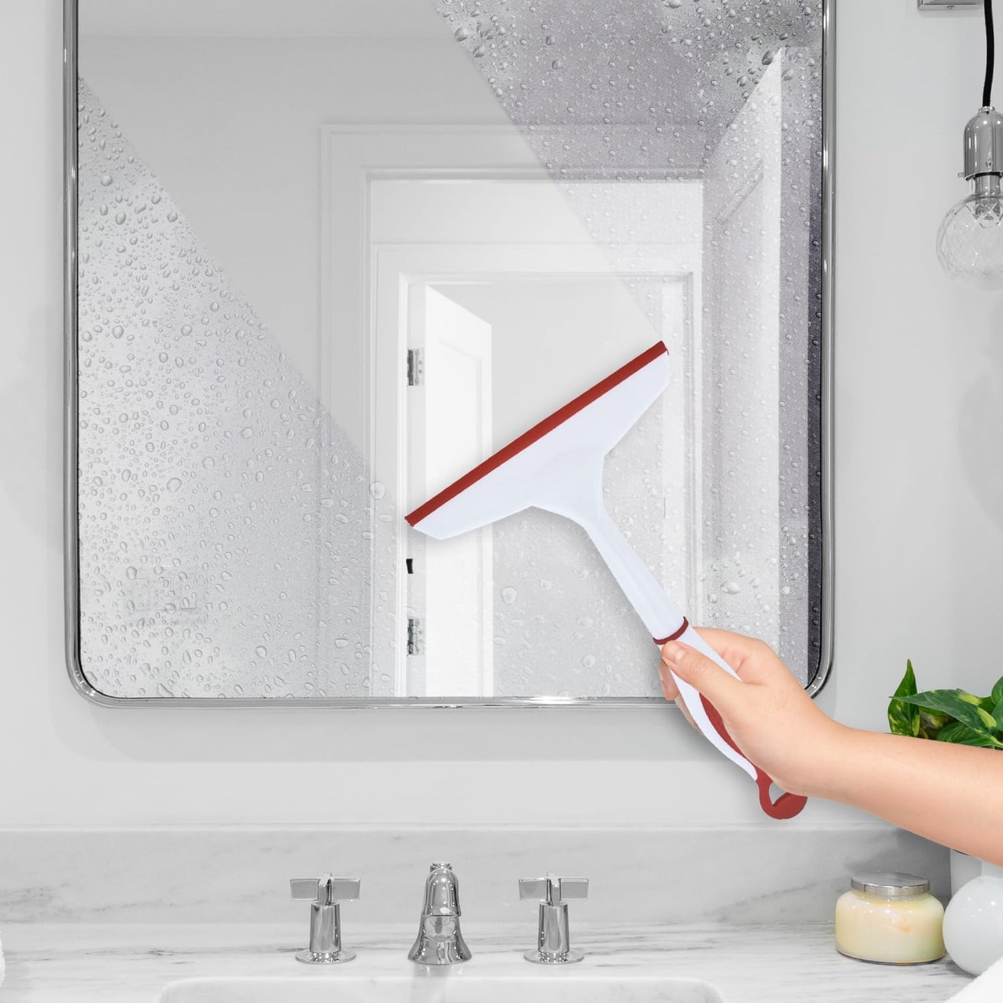 Superio Rubber Squeegee, 2 Pack, Streak Free All Purpose Window Squeegee, Comfort Grip Handle and Hanging Hook (Red, 10 Inch- 2 Pack)