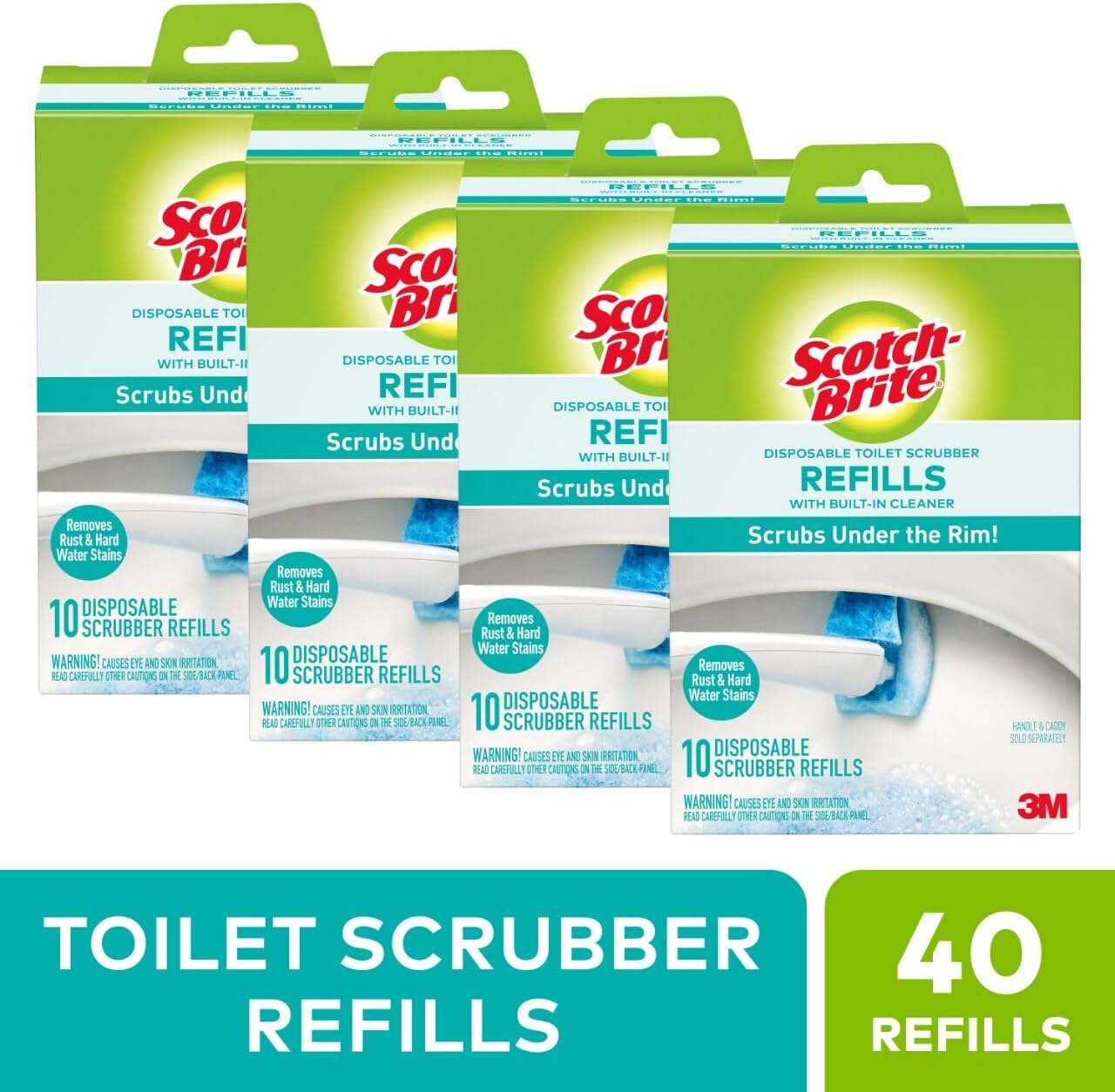 Scotch-Brite Disposable Toilet Scrubber Refills, Removes Rust & Hard Water Stains, 10 Disposable Refills Blue