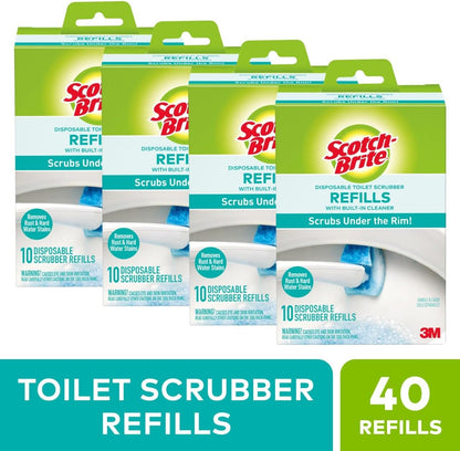 Scotch-Brite Disposable Toilet Scrubber Refills, Removes Rust & Hard Water Stains, 10 Disposable Refills Blue