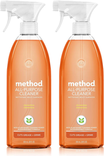 Method All-Purpose Cleaner Spray, Clementine, Perfect for Most Counters, Tiles, Stone, and More, 28 oz Spray Bottles, (Pack of 2)