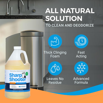 Sharpshooter, Heavy-Duty Trash Can Odor Eliminator & Degreaser, Garbage Surface Cleaner and Deodorizer Foam, Professional-Grade, Fresh Citrus Scent, 32 oz