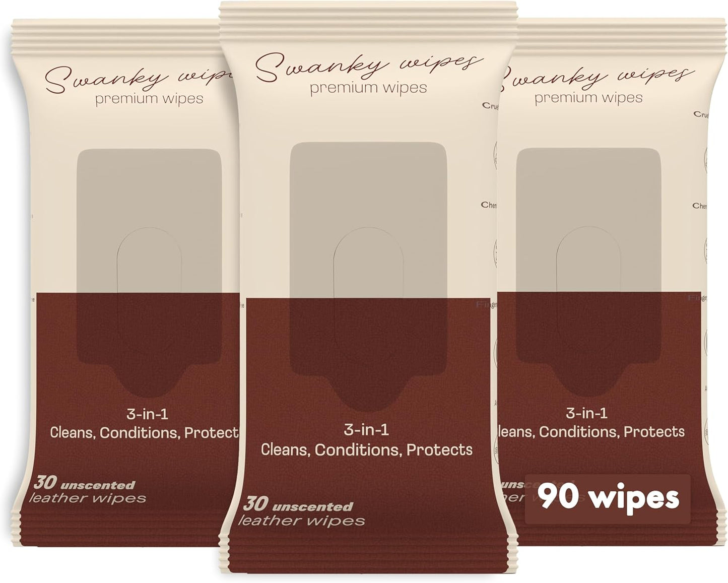 Swanky Leather Wipes - Leather Cleaner and Conditioner for Purses, Shoes, Furniture Polish & Car Seats, Prevents Fading & Cracking, Restores Softness & Shine - Soft Wipes, 30 Count