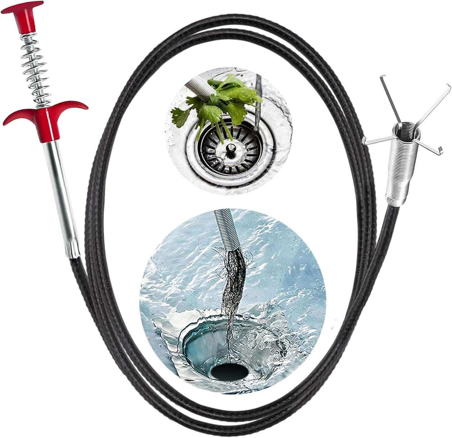 Drain Snake Hair Drain Clog Remover, 61 Inch Shower Snake Sink Unclogger Tool for Home Sink, Bathroom Tub,Drain, Toilet, Tight Spaces
