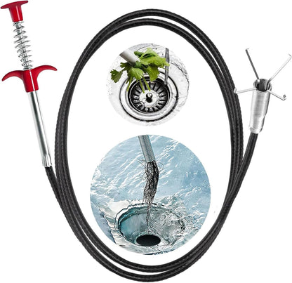 Drain Snake Hair Drain Clog Remover, 61 Inch Shower Snake Sink Unclogger Tool for Home Sink, Bathroom Tub,Drain, Toilet, Tight Spaces