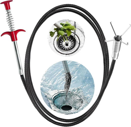 Drain Snake Hair Drain Clog Remover, 61 Inch Shower Snake Sink Unclogger Tool for Home Sink, Bathroom Tub,Drain, Toilet, Tight Spaces