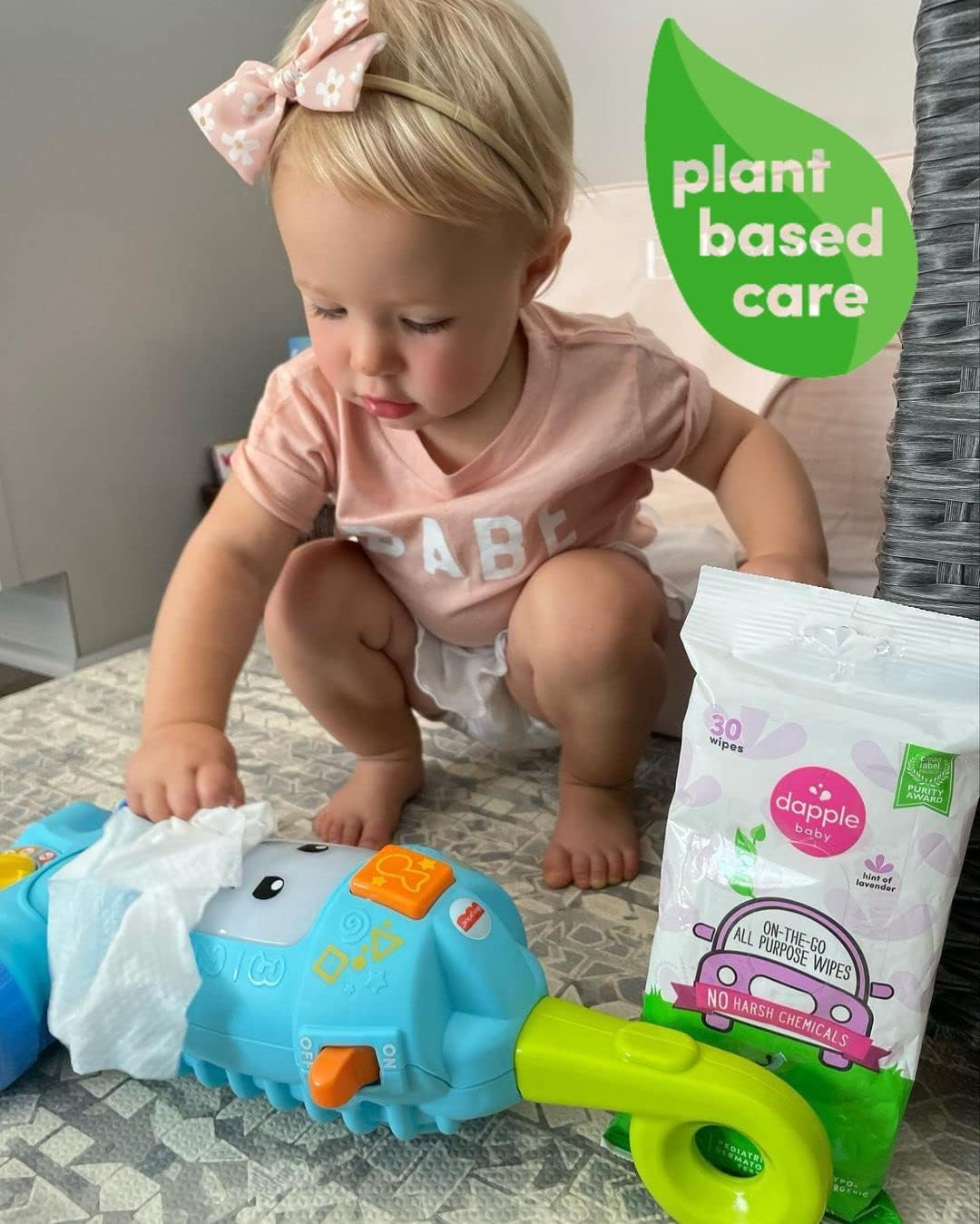 Dapple Baby All Purpose Cleaning Spray and All Purpose Wipes - (2 Pack) 16.9 fl oz Bottle - 30 Cleaning Wipes Total - Fragrance-Free, Hypoallergenic & Plant-Powered - Baby Essentials