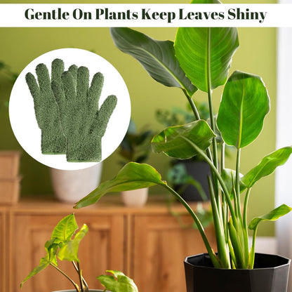 Microfiber Gloves, Dusting Gloves Microfiber Glove for Plants Mittens for houseplants Leaf Plant Care(Dark Green)