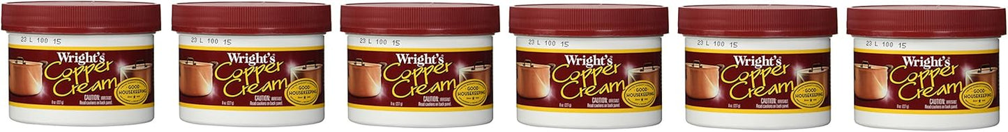 Wright's Copper and Brass Polish and Cleaner Cream- 8 Ounce - 2 Pack - Gently Clean and Remove Tarnish Without Scratching,8 Ounce (Pack of 2)