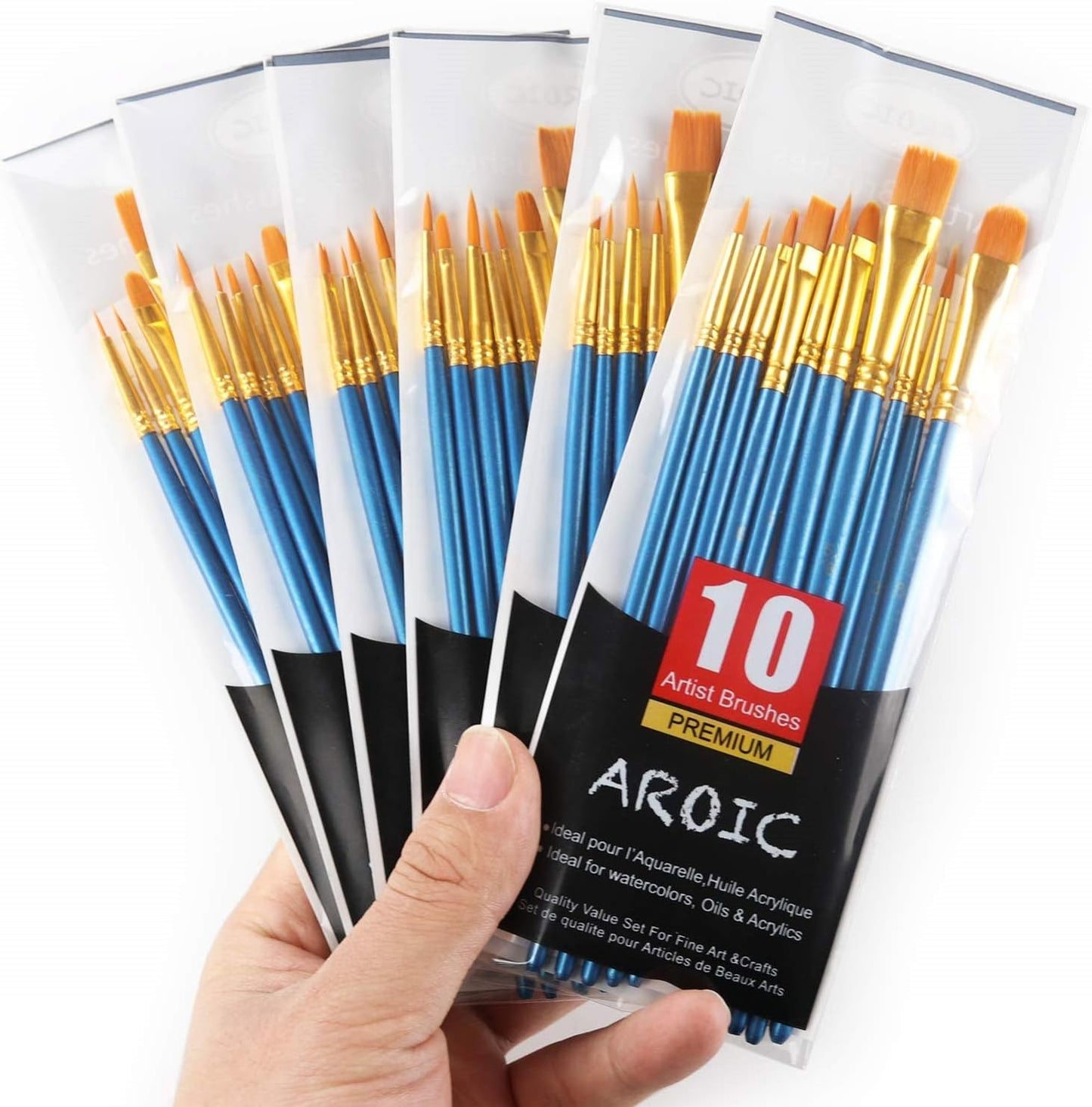 Acrylic Paint Brush Set, 1 Packs / 10 pcs Watercolor Brushes Painting Brush Nylon Hair Brushes for All Purpose Oil Watercolor Painting Artist Professional Kits.