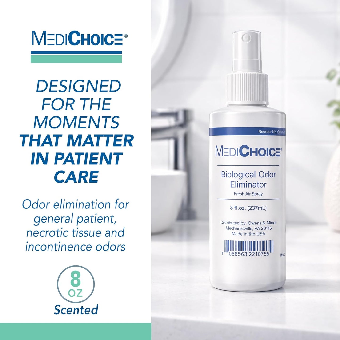MediChoice Biological Odor Eliminator, Scented, Pump Spray, 8 Oz, 1314OE8120 (Each of 1)