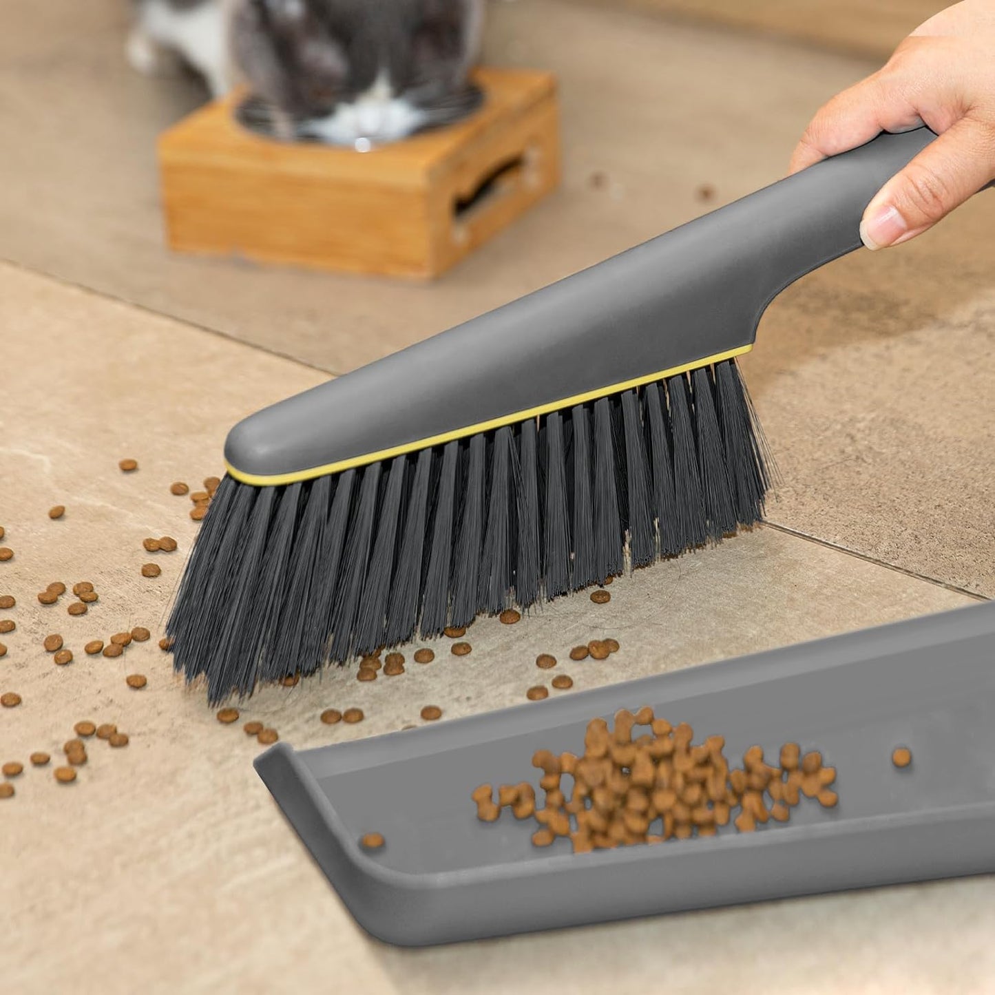 Lumkew Small Broom and Dustpan Set, Hand Mini Dust-Pan and Brush, Handheld Portable Compact, 1 Piece, Gray