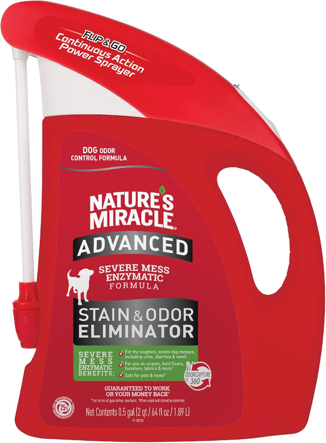 Nature’s Miracle Advanced Stain and Odor Eliminator Dog Spray, Fresh Scent, Severe Mess Enzymatic Formula For Tough Pet Messes, 32 oz
