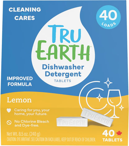 Tru Earth Dishwasher Detergent Tablets | Eco Friendly Alternative to Liquid Pods | 40 Tablets | Fragrance-Free