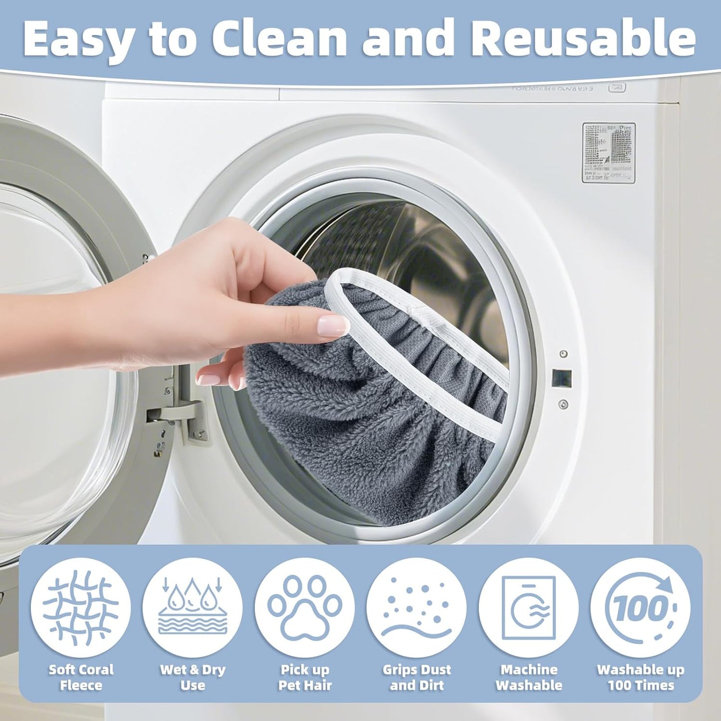Reusable Mop Pads Compatible with Swiffer Sweeper Mop, Microfiber Dry Sweeping Cloths & Machine Washable Wet Pads Refill for Use on All Sealed Floors - Stone, Hardwood, Laminate & Tile (6 Blue)