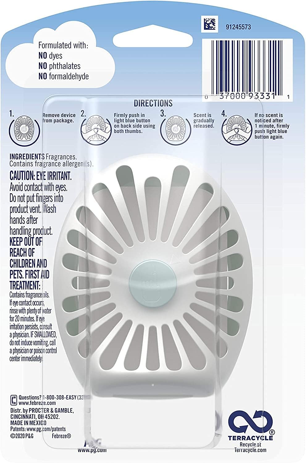 Febreze Bathroom Air Freshener, Odor-Fighting, Plug In Alternative, Air Fresheners for Small Spaces in Home, Bathroom, Kitchen, & Closet, Pet & Litter Box Odor Fighter, Gain Original Scent, 4ct