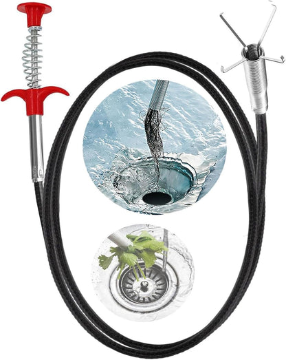 New Upgrade 76 inch Drain Snake Hair Drain Clog Remover Tool - Sink Drain Cleaner for Toilet Sewer Shower Kitchen Bathroom Tub Clogged Drains Opener Cleaning Tool, Flexible Grabber Claw Pick Up Tool