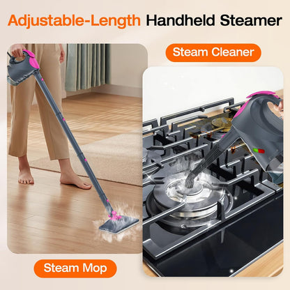 ScrubWiz 10-in-1 Steam Cleaner, Steam Mop & Detachable Handheld Steam Cleaner, 320ml Water Tank, 10s Fast Heating, Portable Steamer for Kitchen, Floor, Tiles, Window, BBQ Grill, Car, Bright White