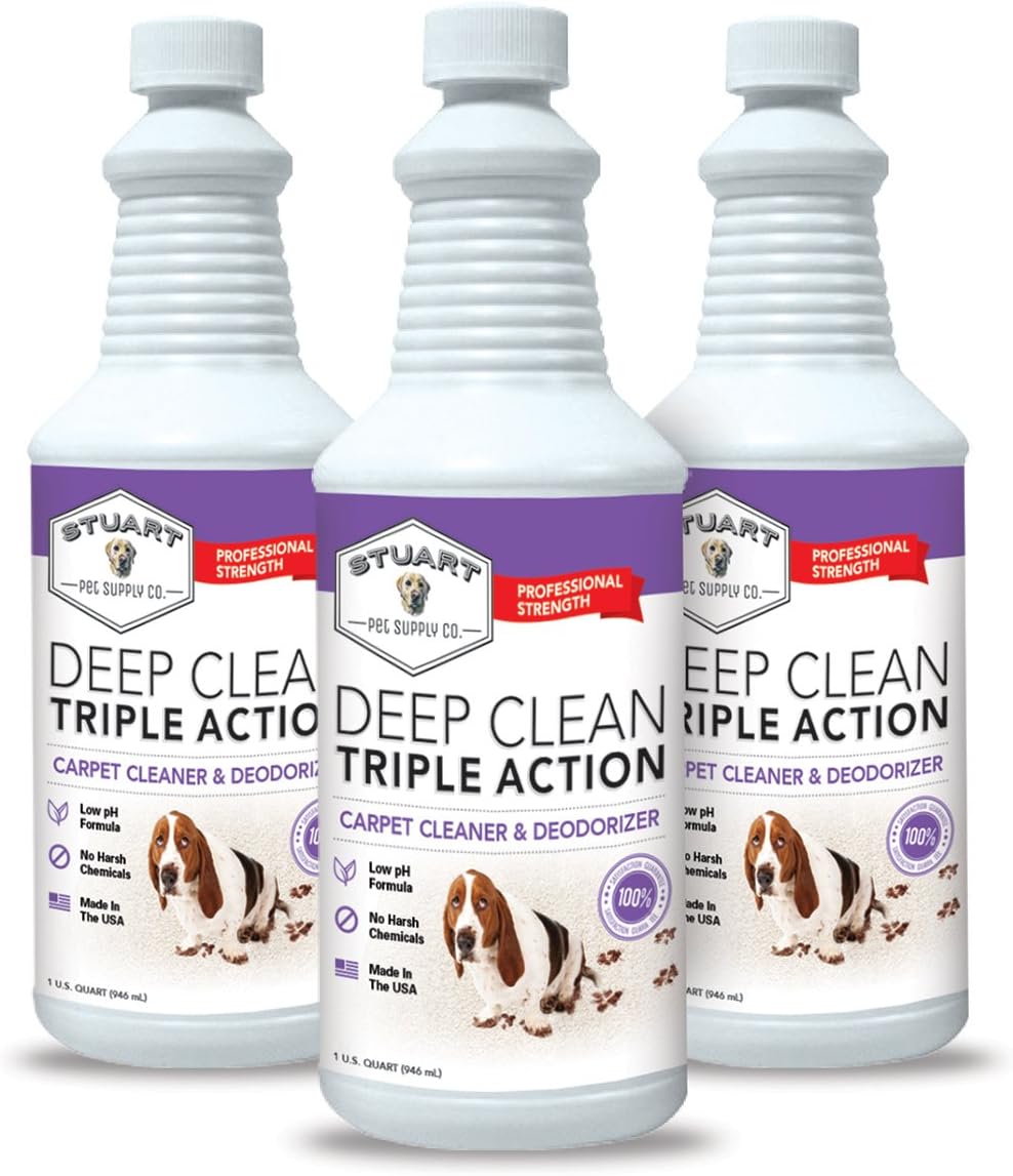 Stuart Pet Supply Co. Professional Strength Deep Clean (Gal.) 3X Carpet Cleaner Solution & Deodorizer, Concentrated Encapsulating Carpet Shampoo, Pet Odor & Dirty Carpet Cleaning Solution 128 fl oz.