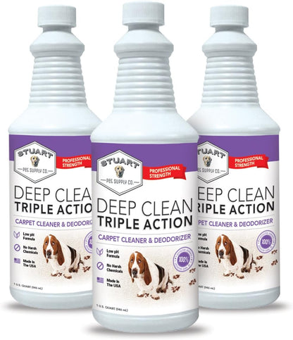 Stuart Pet Supply Co. Professional Strength Deep Clean (Gal.) 3X Carpet Cleaner Solution & Deodorizer, Concentrated Encapsulating Carpet Shampoo, Pet Odor & Dirty Carpet Cleaning Solution 128 fl oz.