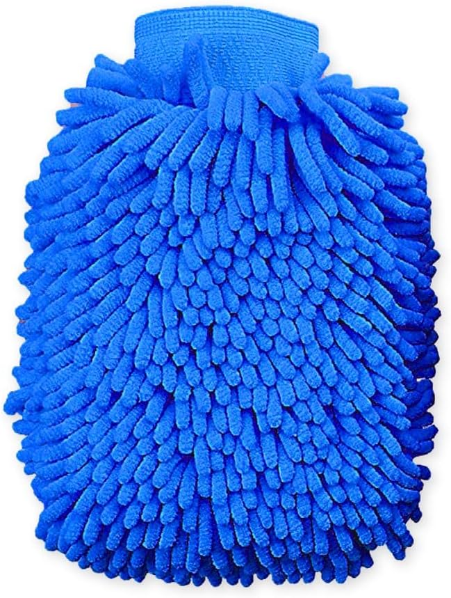 House Cleaning and Car Wash Mitts, Home Dusting Microfiber Gloves, Washing Clean Polish Faster (2-Pack, Green/Blue)