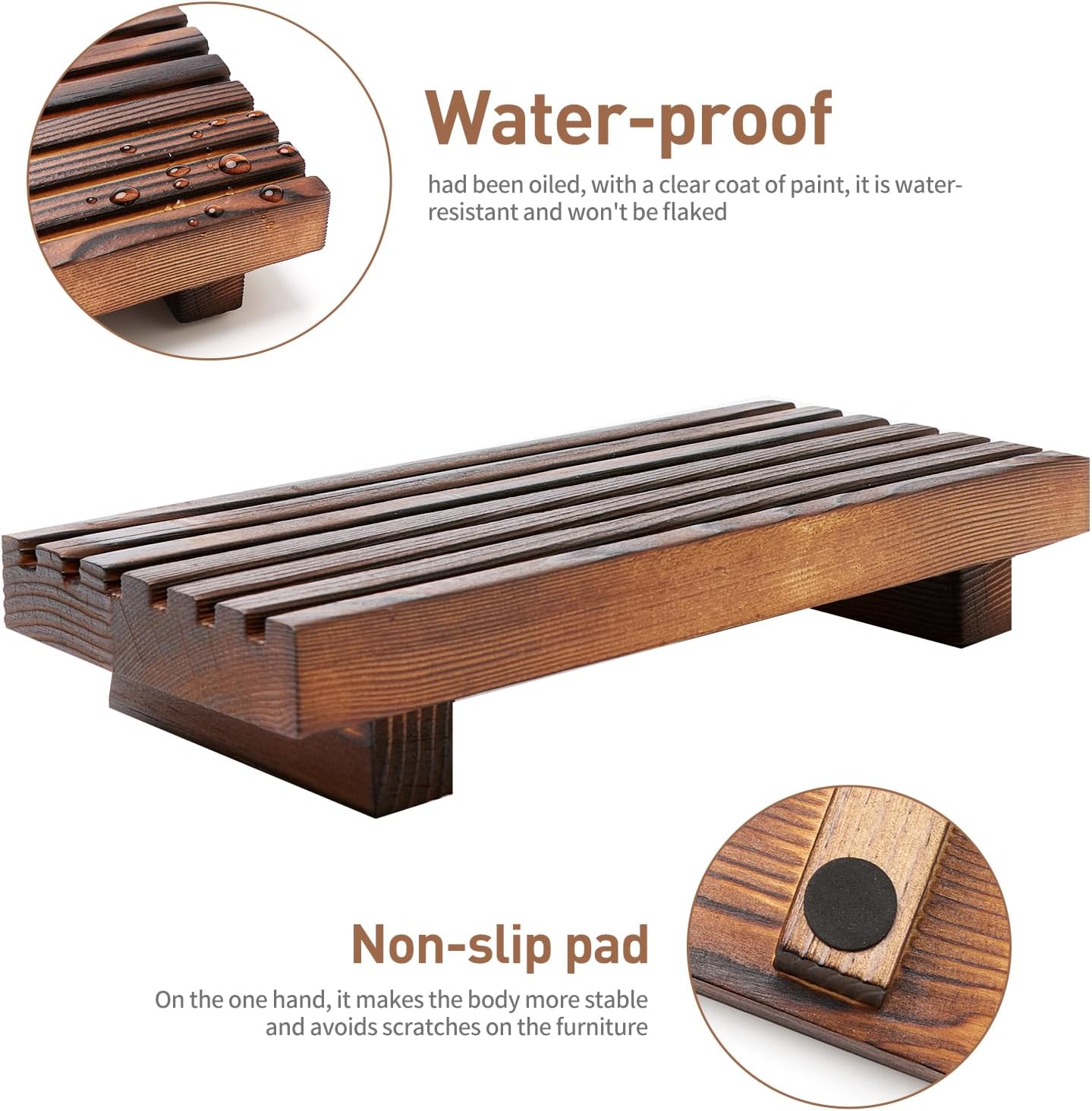 Renawe Small Kitchen Sink Soap Tray for Counter Soap Dish Dispenser Holder Wooden Risers Stand for Bathroom Decor Farmhouse Wood Pedestal Kitchen Accessories Countertop Vanity Counter Decorative Tray