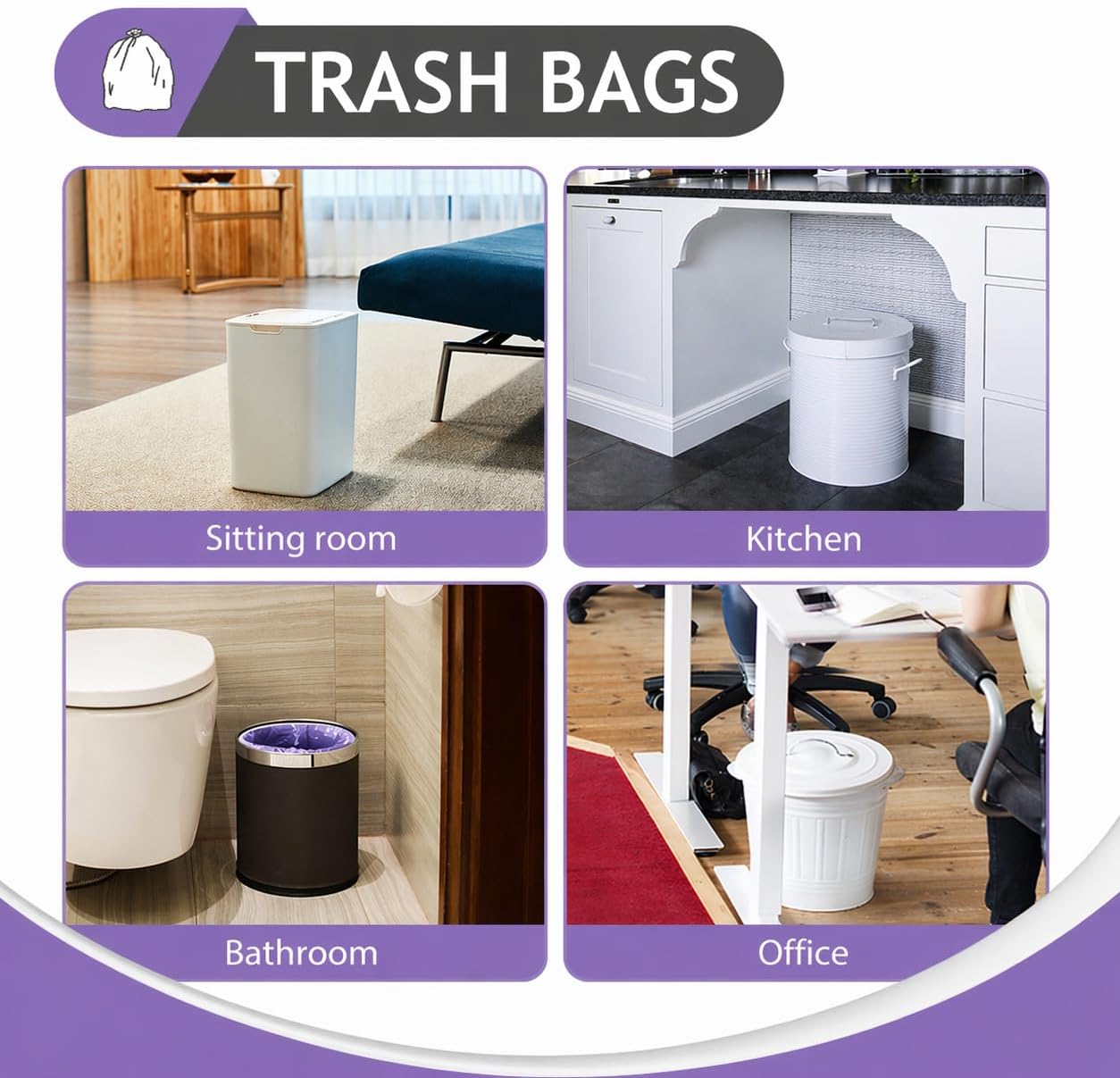 Teivio Small Trash Bags 4 Gallon 120 Counts Garbage Bags, Bathroom Trash Can Bin Liners, Small Plastic Bags for home office kitchen, fit 12-15 Liter, 3,3.5,4.5 Gal, Clear