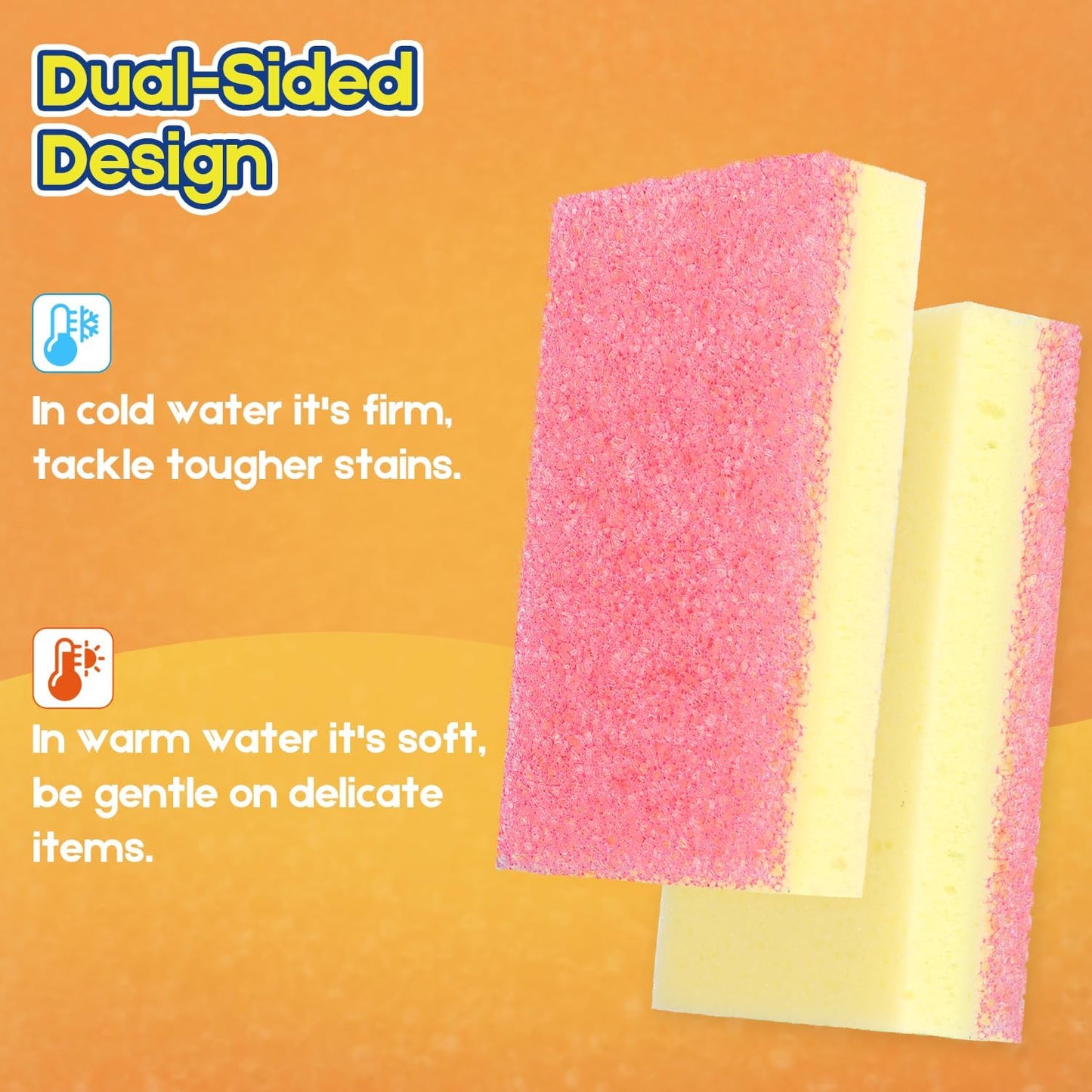 LAUNDRYLUX Scrub Sponge, Dual-Sided Temperature-Responsive Scrubber - Non-Scratch - Multipurpose Dish Sponges for Kitchens, Bathrooms, and Outdoor Use - 3 Pack