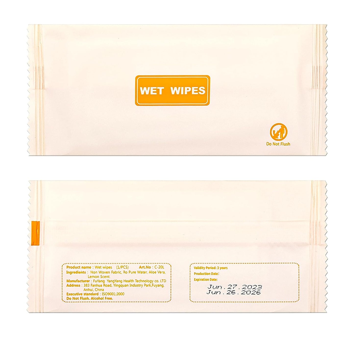 200 pcs Wet Wipes Individually Wrapped, Lemon Travel Wipes, Clean Wipe Individual Wipes Bulk for Travel with Aloe for Butt, Hands, Face Cleaning, Daily Use