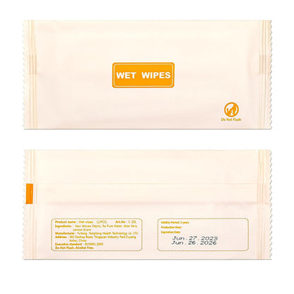 200 pcs Wet Wipes Individually Wrapped, Lemon Travel Wipes, Clean Wipe Individual Wipes Bulk for Travel with Aloe for Butt, Hands, Face Cleaning, Daily Use