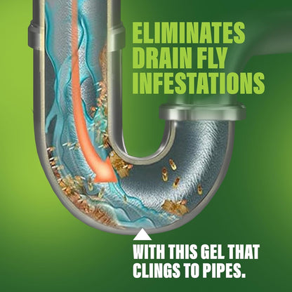 Green Gobbler Fruit Fly Killer+ - Kills Fruit Flies, Drain Flies & Sewer Flies, Gel Treatment for Use in Sinks & Pipes - Safe for Septic Systems, 32oz - Up to 8 USES (2 Pack)