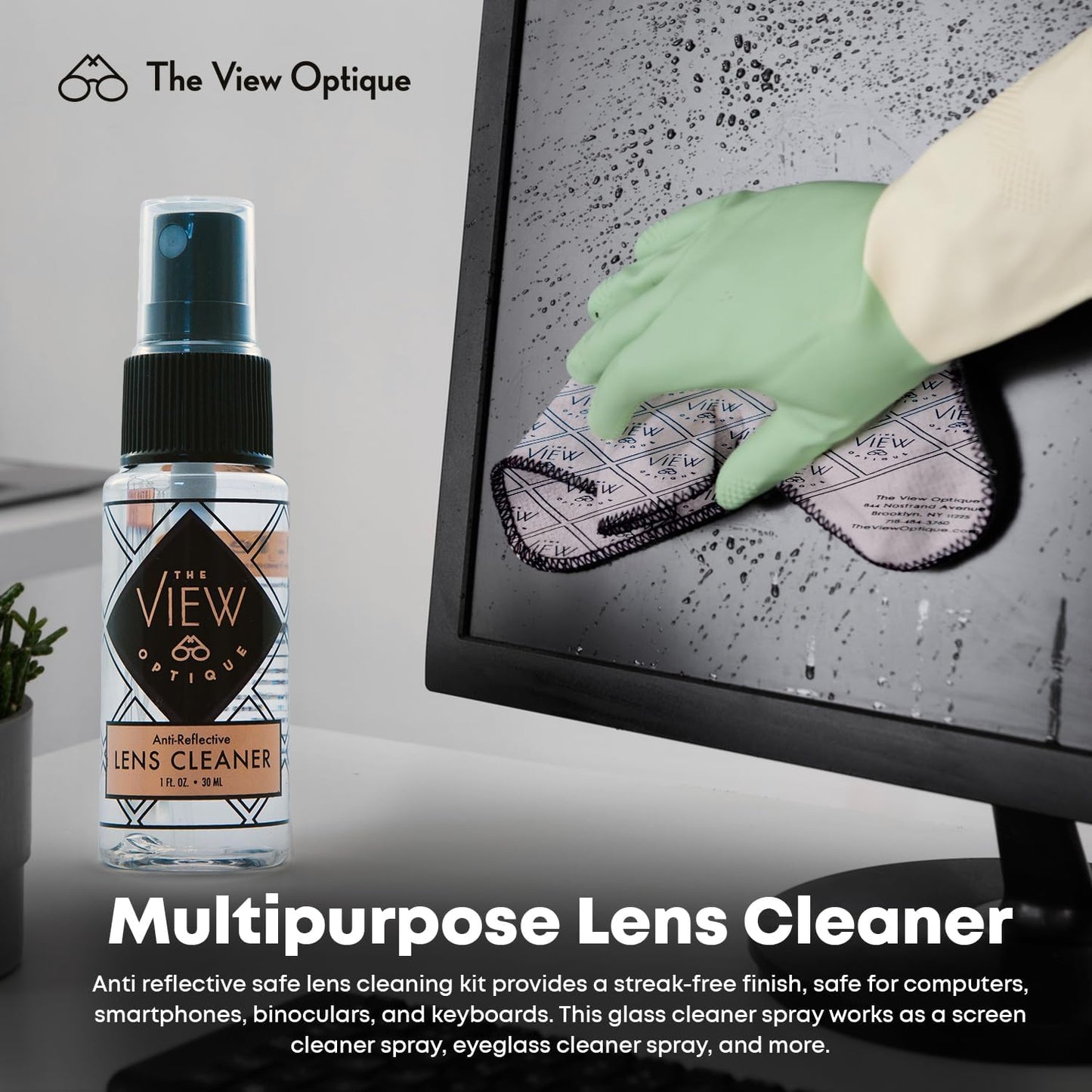 Anti-Reflective Lens Cleaner & Repair Kit – 0.4oz Glasses Cleaner Spray, Microfiber Cloth & Keychain Screwdriver in a Vinyl Snap Case for Eyeglasses, Sunglasses & Screens(3 Piece Set)
