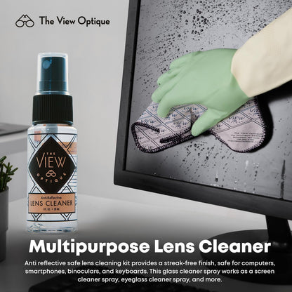 Anti-Reflective Lens Cleaner & Repair Kit – 0.4oz Glasses Cleaner Spray, Microfiber Cloth & Keychain Screwdriver in a Vinyl Snap Case for Eyeglasses, Sunglasses & Screens(3 Piece Set)