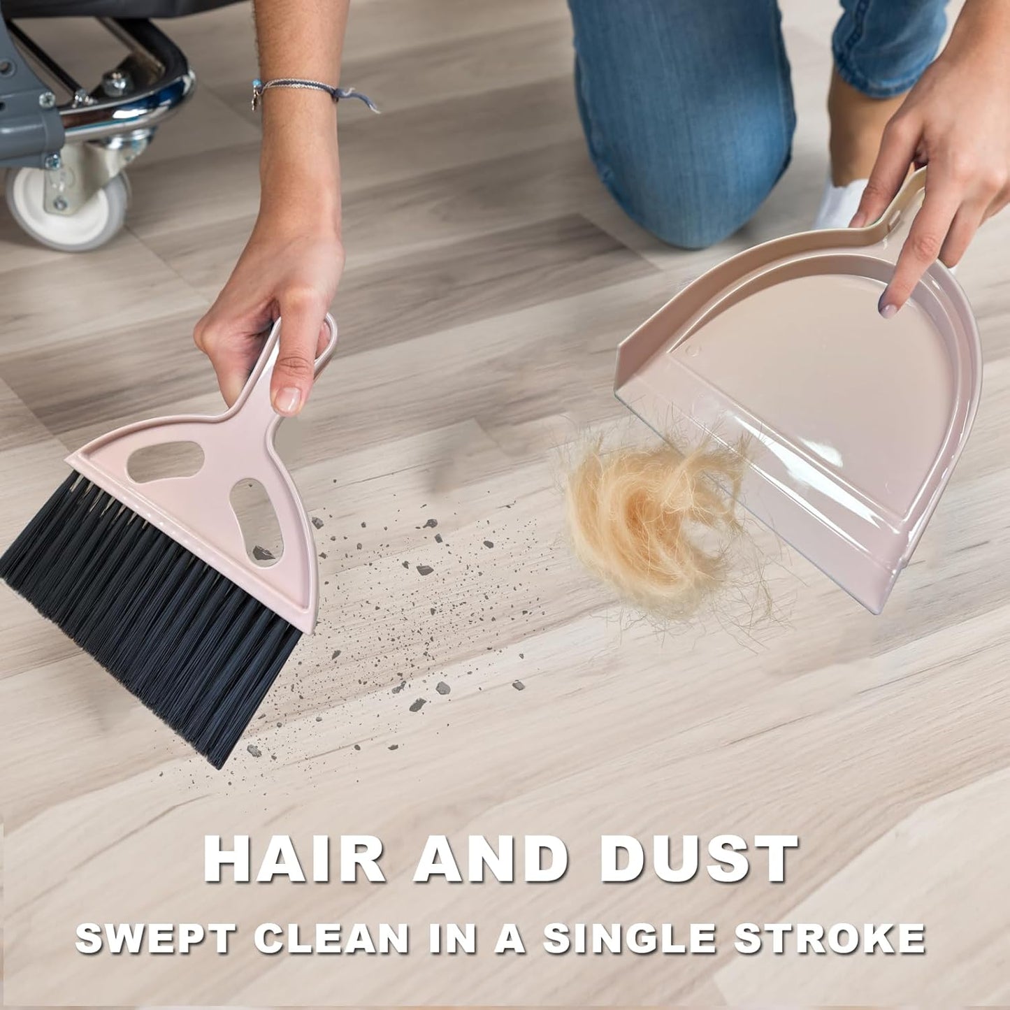 Mini Broom and Dustpan Set Small Broom with Dustpan Combo Set Portable Cleaning Tools for Home Office RV Learning Camping (White+Grey)