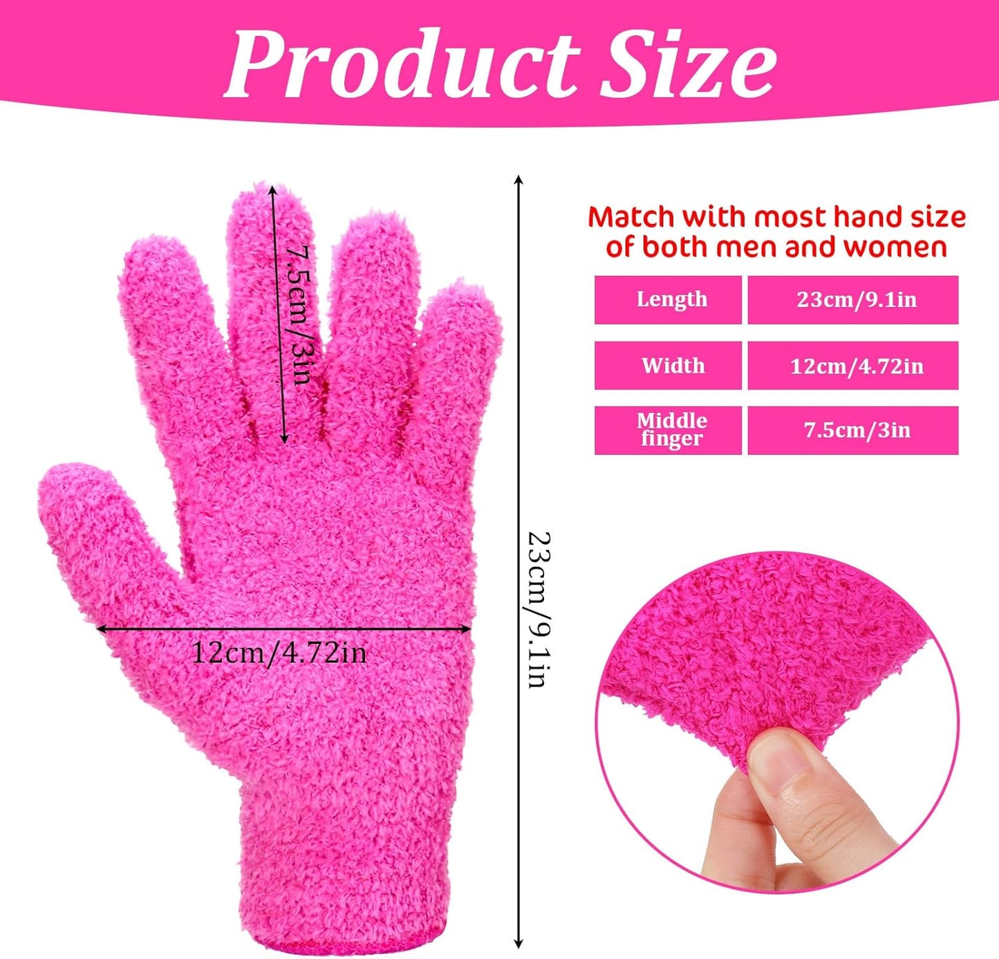 Abeillo Microfiber Gloves for Plants Dusting Cleaning, Reusable Washable Cleaning Gloves Mittens House Cars Blinds Dusting