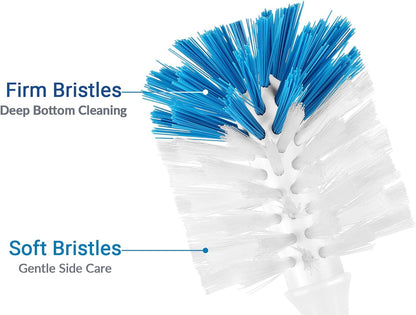 Bottle Brush Cleaner Set—Long Water Bottle Brushes with Dual & Stiff Bristles for Tumblers, Cups, Glassware & Baby Bottles, 4 Pack