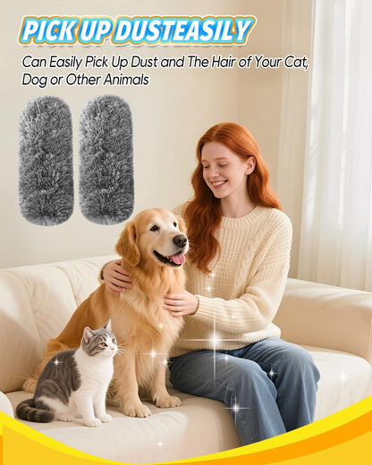 KEEPOW 3 Pack Microfiber Reusable Duster Refills Compatible with OXO Duster, Washable Dusters for Cleaning Compatible with OXO Extendable Duster for Blinds Ceiling(Handle is Not Included)