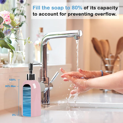Natheeph Dish Soap Dispenser, Hand Soap Dispenser Ceramic Bottle, Refillable Liquid Great for Kitchen Dish Soap, Hand Soap, Essential Oil & Lotion (Bright White)