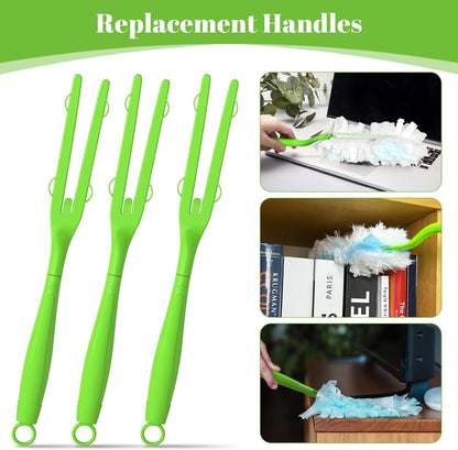 3 Pack Replacement Duster Handles – Compatible with Swiffer Duster Refills, Extendable & Detachable Mop Handles for Tight Spaces (Yellow)